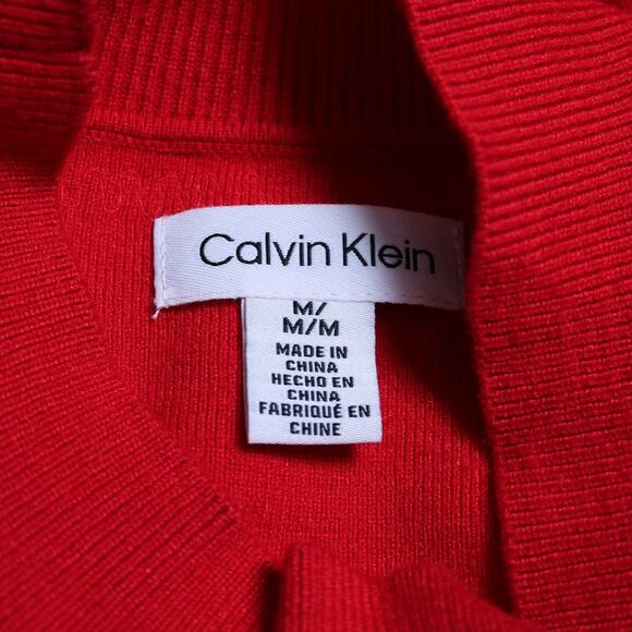 Calvin Klein Sequin Trim Cutout Sweater in Rouge Red Long Sleeve Pullover Size M - Picture 8 of 11